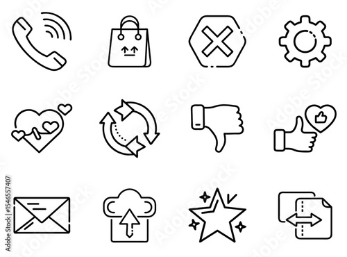 Multimedia Collection Outline Line Icon Set Vol. 1