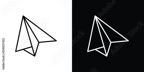 Paper plane icon in black. flat graphic vector icon