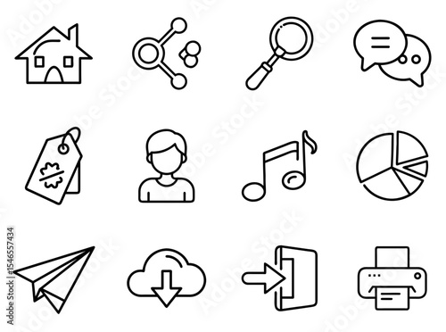 Multimedia Collection Outline Line Icon Set Vol. 2