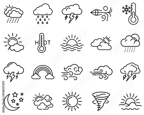 Weather Outline Line Icon Set