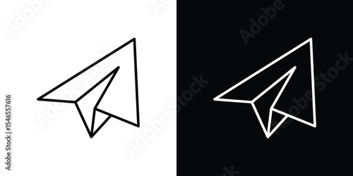 Paper plane icon in black. flat graphic vector icon