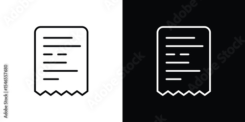 Paper receipt icon in black. flat graphic vector icon