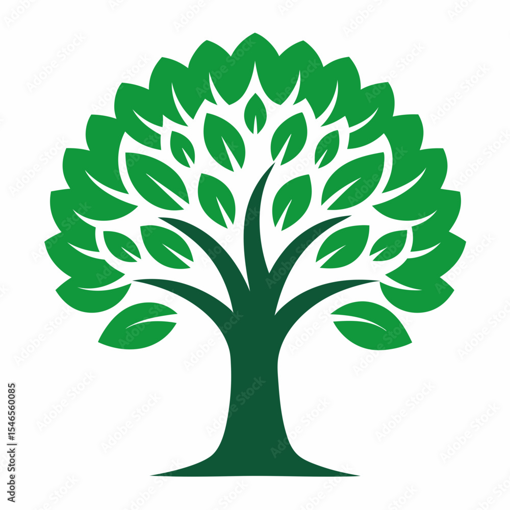 Fototapeta premium Green leafy tree isolated on white background