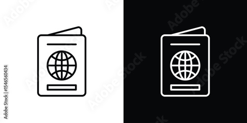 Passport icon in black. flat graphic vector icon