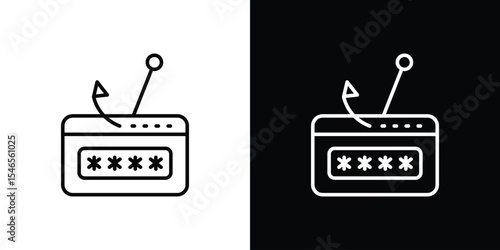 Password phishing icon in black. flat graphic vector icon