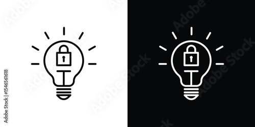 Patent and intellectual property icon in black. flat graphic vector icon