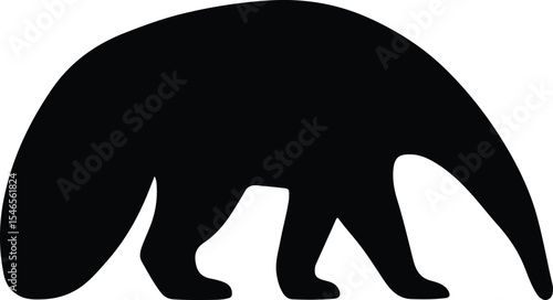 Silhouette anteater foraging vector illustration