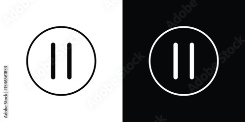 Pause button icon in black. flat graphic vector icon