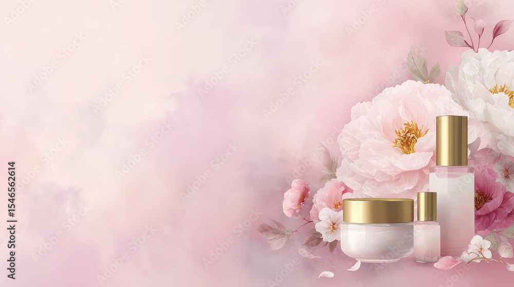 Luxurious feminine skincare advertisement minimalist beauty scene serene environment close-up viewpoint Luxurious feminine skincare advertisement minimalist beauty scene serene environment close-up viewpoint