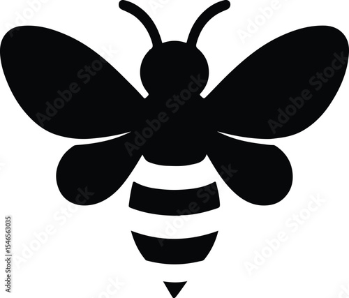 Silhouette bee icon flat animal insect nature design vector illustration
