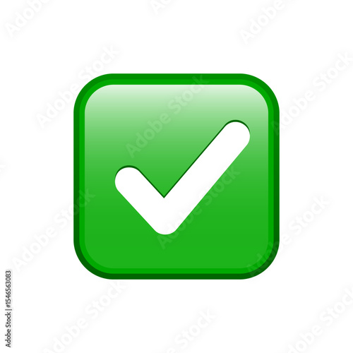 Green check mark emoji icon, approval button sign
