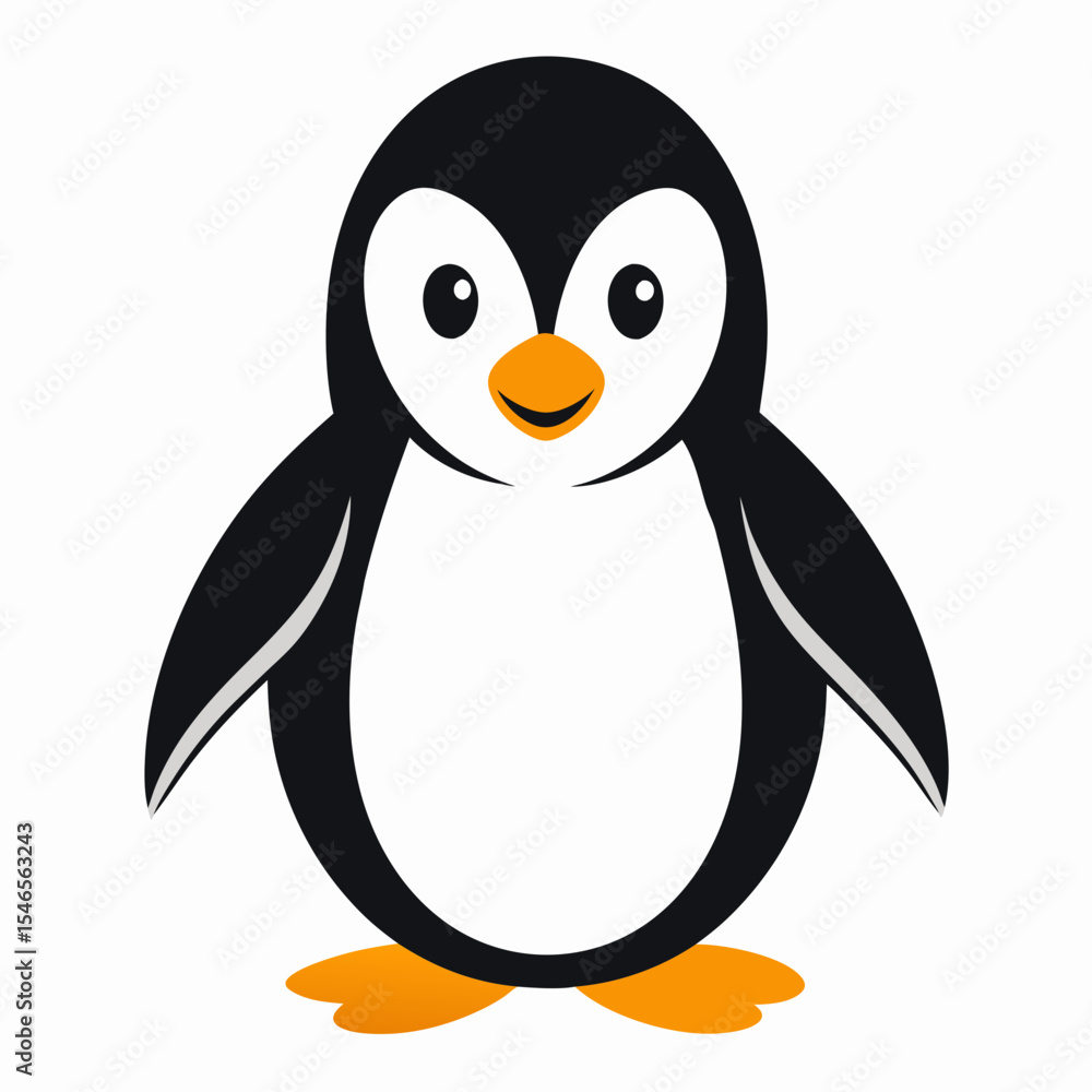 Obraz premium Cartoon penguin standing isolated on white background