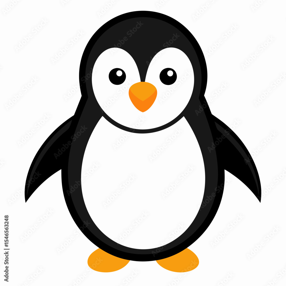 Obraz premium Cartoon penguin standing isolated on white background