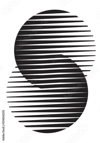 Two abstract circle combining with its linear parts