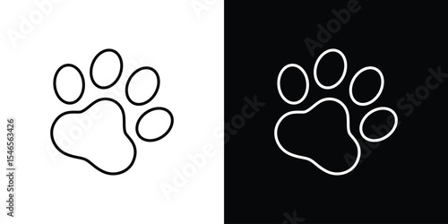 Paw icon in black. flat graphic vector icon