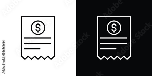 Payment receipt icon in black. flat graphic vector icon