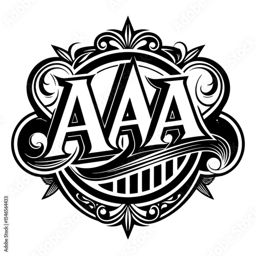 Ornate monogram design with triple a isolated on white background