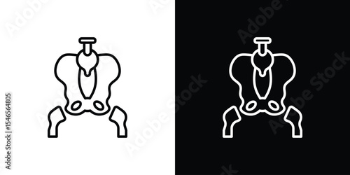Pelvic area icon in black. flat graphic vector icon