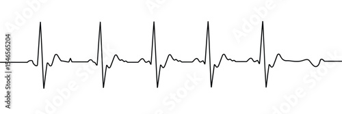 Heartbeat rhythm line illustration on white background representing health and medicine