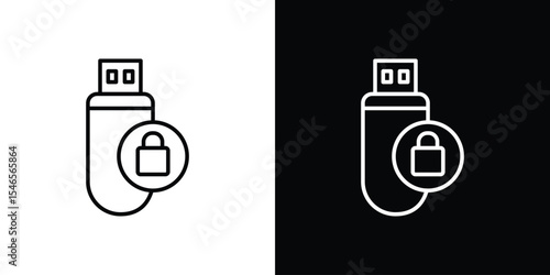 Pendrive security icon in black. flat graphic vector icon