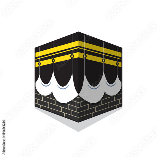 Simple design of Holy kaaba illustration vector in Al-Haram Mosque mecca Arab Saudi isolated on white background