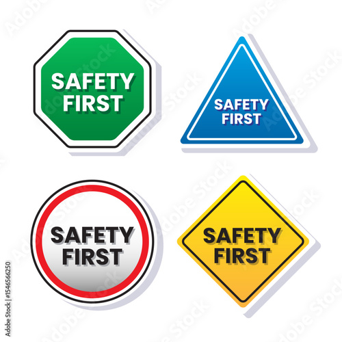 Flat design of Safety-first sign board illustration vector suitable used for preventive measure in construction work and many events