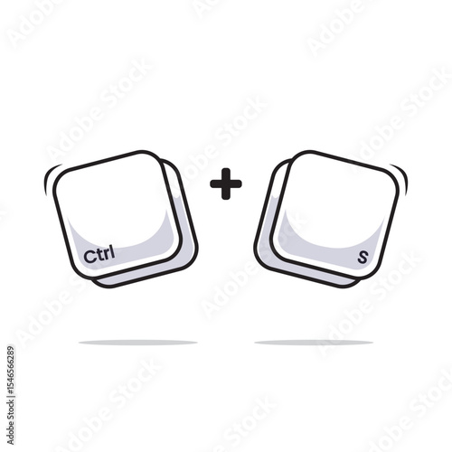 Computer keyboard combination shortcut Ctrl S icon or symbol for fast typing. Illustration Work efficient innovation on computer typing technology