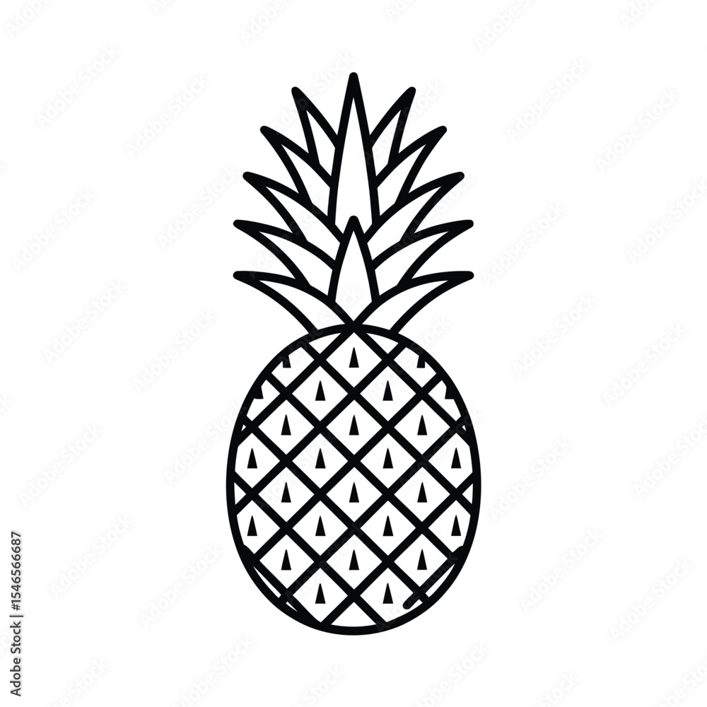 Obraz premium Pineapple Outline Icon with Shadow