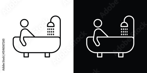 Person Bathing icon in black. flat graphic vector icon