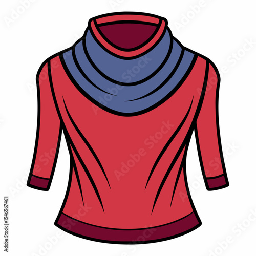 Cowl Neck Top Silhouette on White