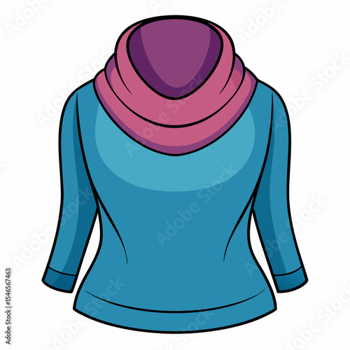 Cowl Neck Top Silhouette on White