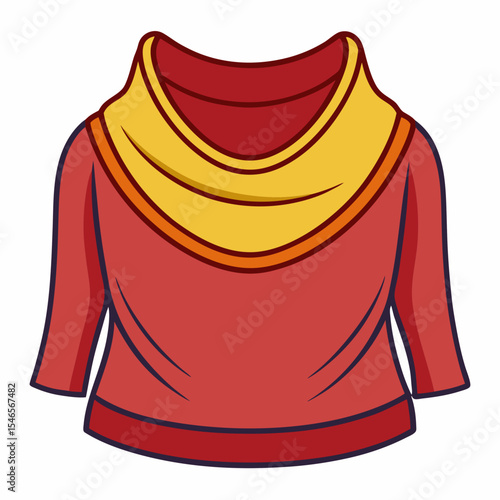 Cowl Neck Top Silhouette on White