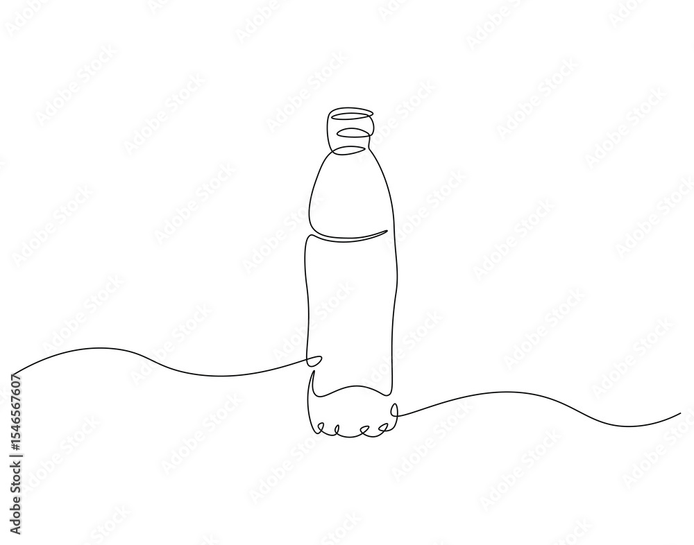 Obraz premium Plastic bottle continuous line. Continuous one line drawing of plastic bottle. Water packaging concept. Single line drawing