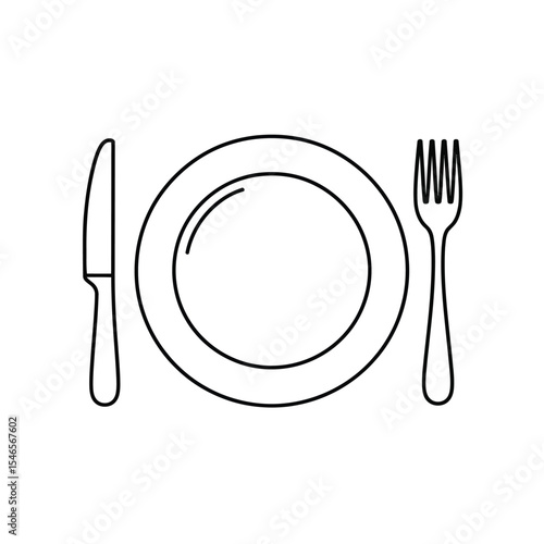 Knife Fork and Plate Outline Icon
