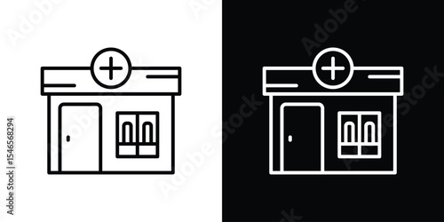 Pharmacy icon in black. flat graphic vector icon