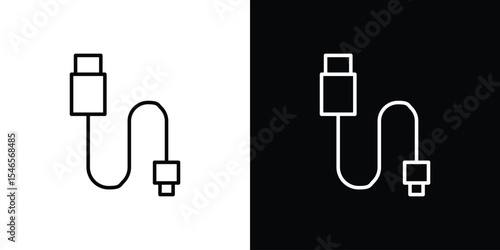 Phone cable icon in black. flat graphic vector icon