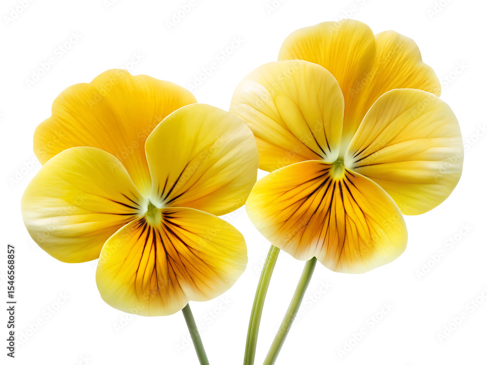 Two yellow pansies flowers isolated on transparent background Two yellow pansies flowers isolated on transparent background