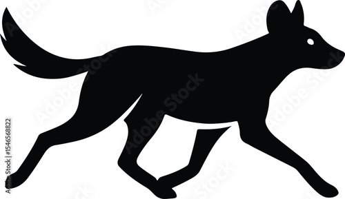 Foto Silhouette dingo running wild dog black shape vector illustration