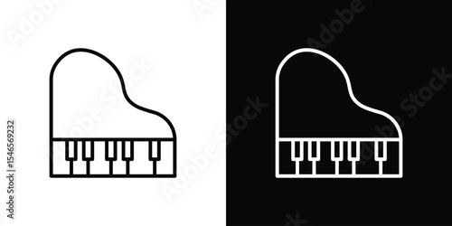 Piano icon in black. flat graphic vector icon