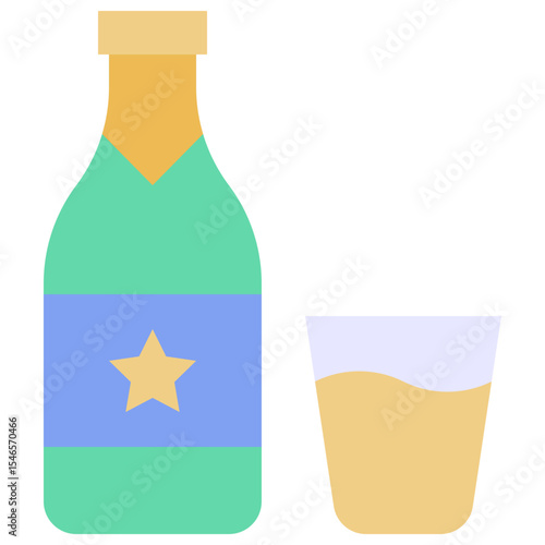 Glass Of Beer And Bottle Vector Icon. Fourth Of July Icon, Vector Style Flat Icon. 