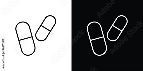 Pills icon in black. flat graphic vector icon