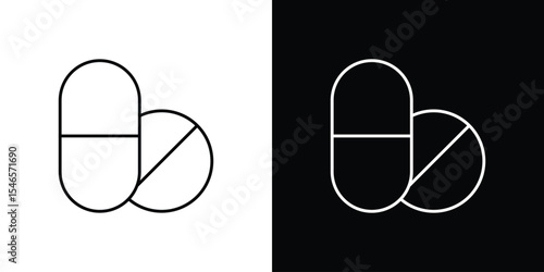 Pills icon in black. flat graphic vector icon