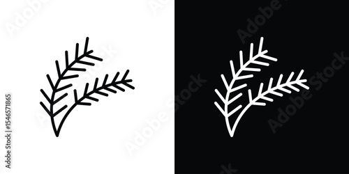 Pine branch icon in black. flat graphic vector icon