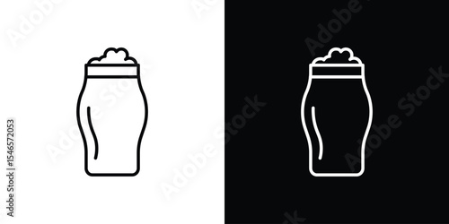 Pint of beer icon in black. flat graphic vector icon