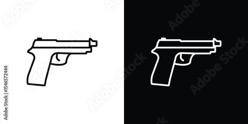 Pistol icon in black. flat graphic vector icon