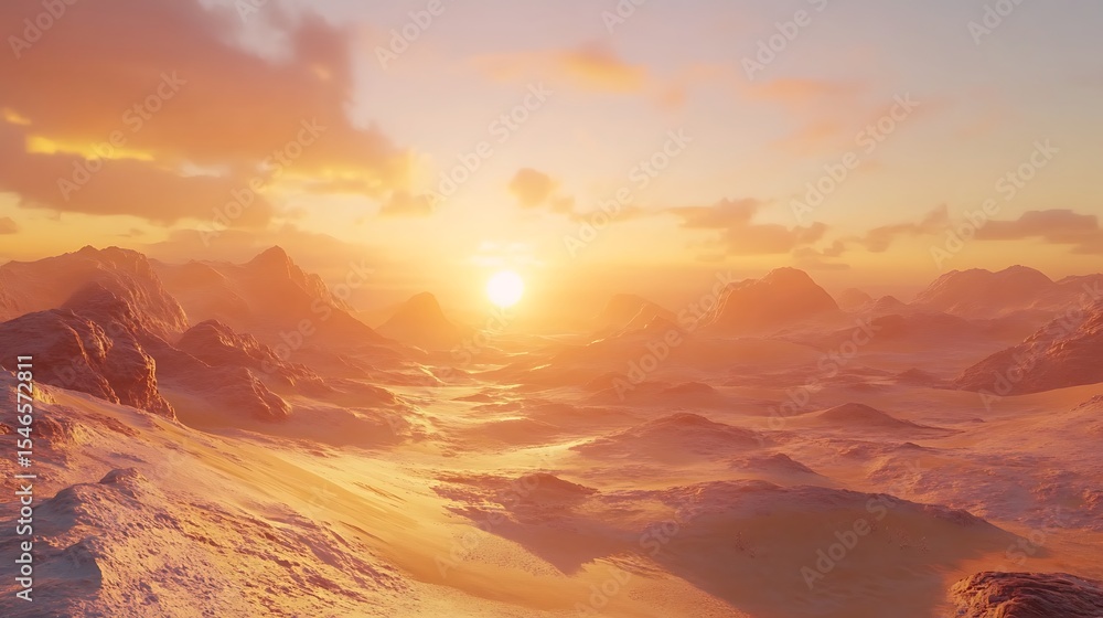 Naklejka premium 幻想建模概念地貌艺术高分辨率图片