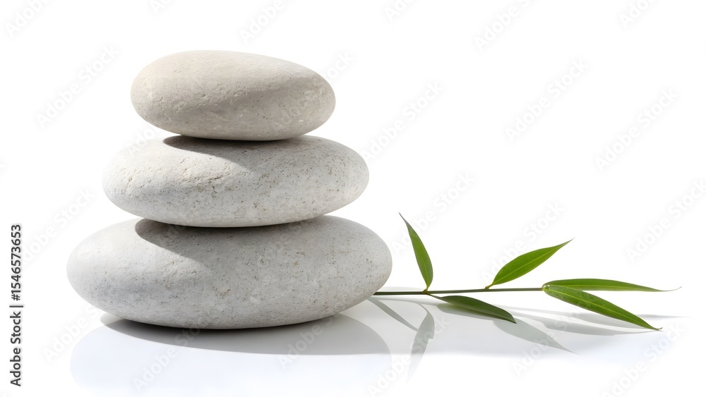 Fototapeta premium Zen stones and bamboo leaves