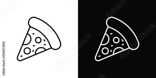 Pizza icon in black. flat graphic vector icon
