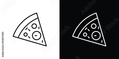 Pizza slice icon in black. flat graphic vector icon