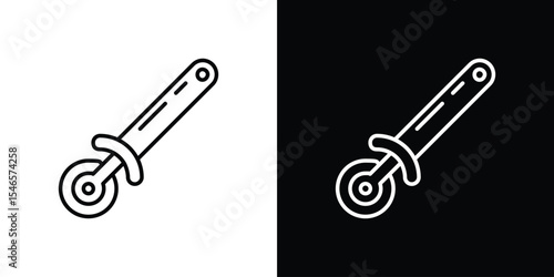 Pizza Slicer icon in black. flat graphic vector icon